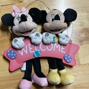 Disney Welcome Sign with Mickey and Minnie - Pink, Black, Yellow